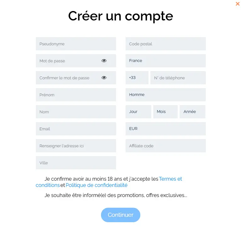 Procedura di registrazione SUPERBAHIS CASINO